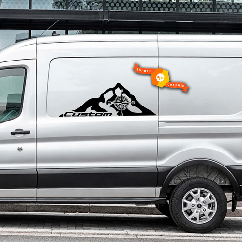 Custom Mountain Compass — Adhesivo de vinilo (lateral) para Ford Transit