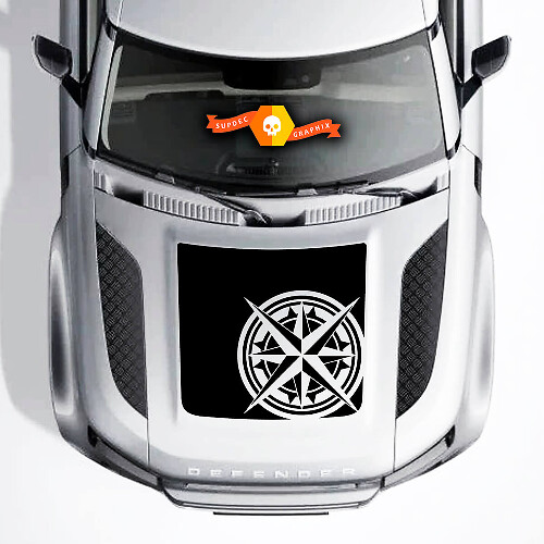 Calcomanía de vinilo para capó Compass para Land Rover Defender 110