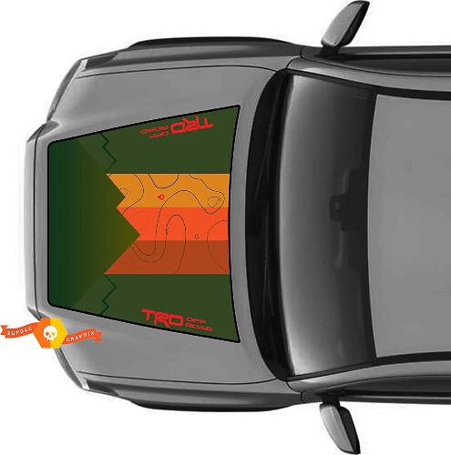 Hood TRD Off Road Mountains Topographic Map Hood Vintage Stripes Vinilo Pegatinas Calcomanía para modelos Toyota Tacoma 2016 - 2022
