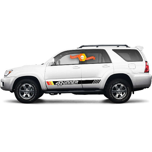 Calcomanía adhesiva lateral de vinilo con franjas de marca estilo retro para Toyota 4Runner
