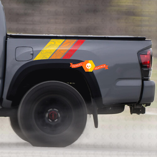 Pegatinas de vinilo con franjas laterales topográficas de estilo vintage para Toyota Tundra