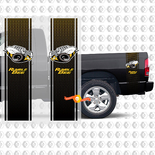 Calcomanías Laterales de Vinilo con Diseño Miel de Abeja Estilo Rumble Bee para Dodge Ram 1500