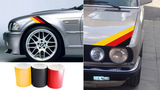 Calcomanía de capó con rayas de bandera alemana de tres colores BMW Motorsport M3 M5 M
