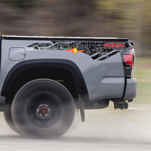 Kit de pegatinas de vinilo topográficas TRD 4x4 para la cabecera de cama de Toyota Tacoma Tundra