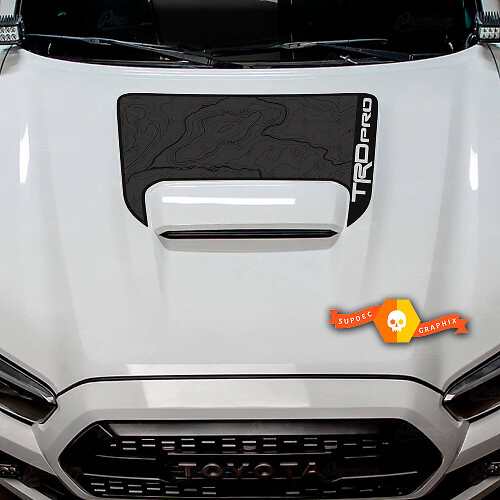 Calcomanía de vinilo para toma de aire capó estilo topográfico TRD Pro para Toyota Tacoma 2016-2024