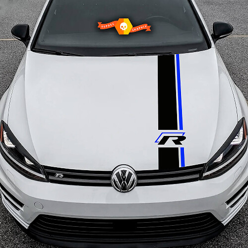 Vinilo adhesivo de franjas para capó estilo R para Volkswagen Golf R