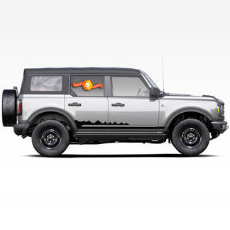 Par Ford Bronco 4 puertas 2020-2022 Wildtrak Edition Rocker Panel Mountains vinilo calcomanía calcomanía gráficos Kit

