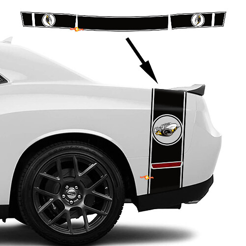 Calcomanía Vinilo de Rayas Estilo Rumble Bee para Lateral del Maletero para Dodge Challenger 2022-2023