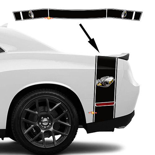 Calcomanía adhesiva de vinilo con franjas de contorno Rumble Bee para maletero lateral para Dodge Challenger 2022+