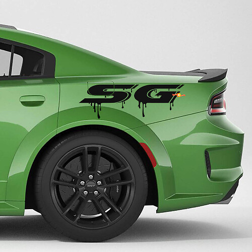 Calcomanía de vinilo con gráficos de goteos de pintura SG para la caja de Dodge Charger y Challenger