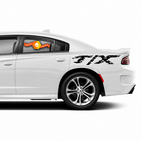 T/X Distressed Quarter Lettering Pair Guardabarros trasero Adhesivo de vinilo para Dodge Charger