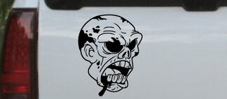Etiqueta engomada del ordenador portátil de la ventana del camión de la cabeza del zombi sangriento de los cráneos