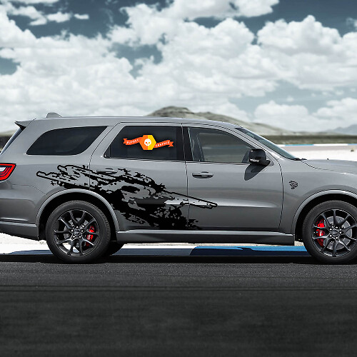 Destroyed Splash Stripe Pair Lateral Guardabarros trasero Adhesivo de vinilo para Dodge Durango SRT