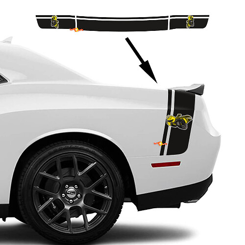 Kit de calcomanías de vinilo de rayas dobles estilo abeja para el lateral y maletero de Dodge Challenger Charger