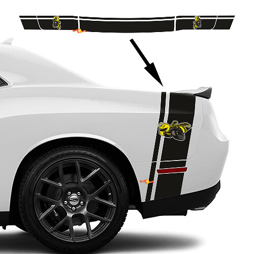 Kit de vinilos de rayas traseras estilo Drag Bee para Dodge Challenger o Charger