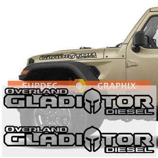 2 Jeep Hood Gladiator Helmet Overland Diesel Vinyl Graphics calcomanías adhesivas
