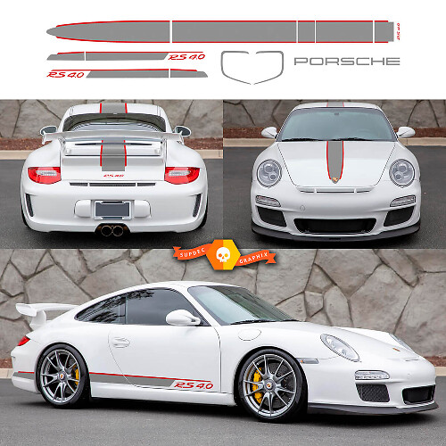 Kit de Calcomanías de Vinilo con Perfil de Carreras sobre el Coche y Rayas Laterales para Porsche 911 GT3 RS 4.0