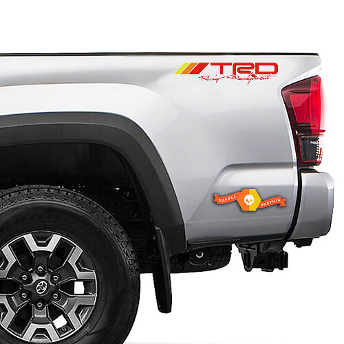 Par Retro TRD Racing Development Decal Vinilo Camión Toyota Bedside Sticker Tundra Tacoma 4Runner FJ CRUISER
