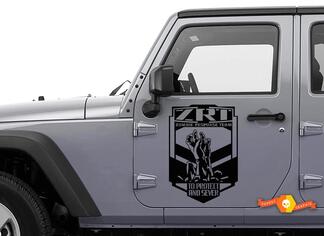 2 Jeep Rubicon Zombie Response Team ZRT puerta Wrangler Decal Stic