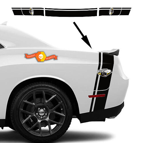 Kit de adhesivos de franja trasera estilo Rumble Bee para Dodge Challenger / Charger