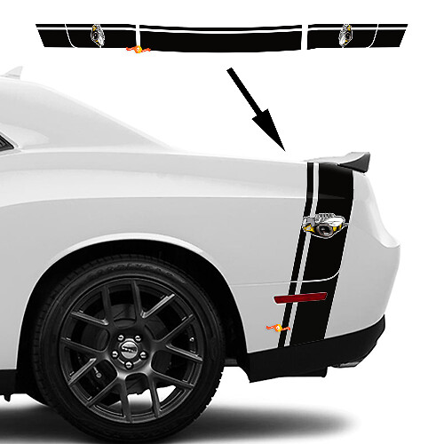 Kit de Pegatinas de Rayas Traseras Estilo Rumble Bee para Dodge Challenger / Charger
