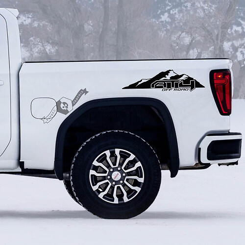 Juego de Vinilos Laterales de Cama Estilo Montaña Off-Road AT4 para GMC Sierra 1500