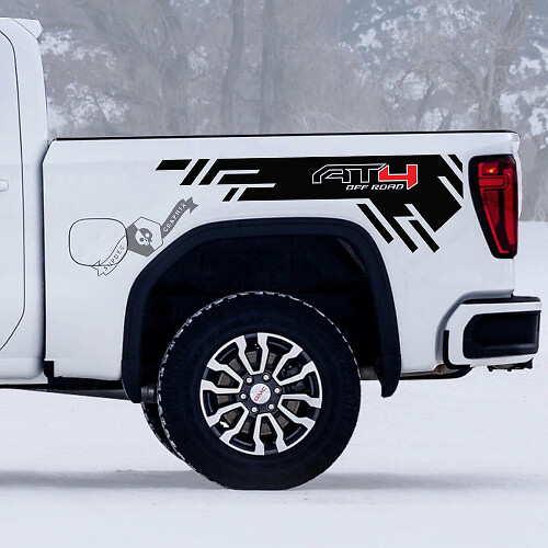 Juego de calcomanías de vinilo para laterales de caja Off-Road AT4 para GMC Sierra 1500