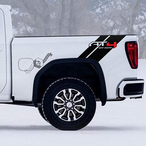 Juego de vinilos adhesivos laterales traseros Off-Road AT4 para GMC Sierra 1500
