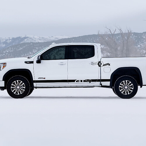 2 GMC GM Sierra 1500 AT4 Rayas del panel lateral de las puertas Rayas del panel lateral de la cama Destroyed Вestroyed Calcomanías Pegatinas
