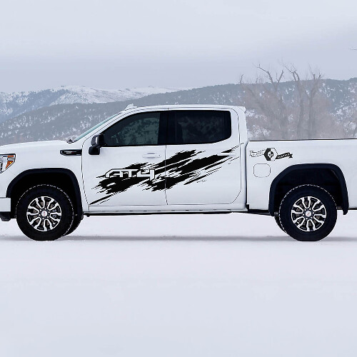 Kit de Vinilos Laterales Estilo Desgastado AT4 para GMC Sierra 1500