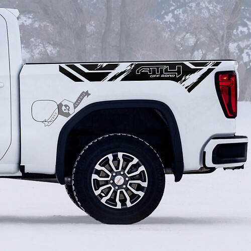 Kit de Vinilos Laterales para Cama AT4 Off Road con Efecto Desgastado para GMC Sierra 1500