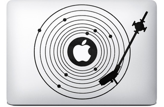 Etiqueta engomada de la etiqueta del Macbook de Apple del reproductor de vinilo
