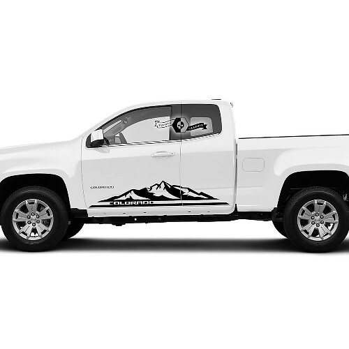 Par de calcomanías de vinilo para puertas de las Montañas de Colorado para Chevy Extended 2022+ 2023+
