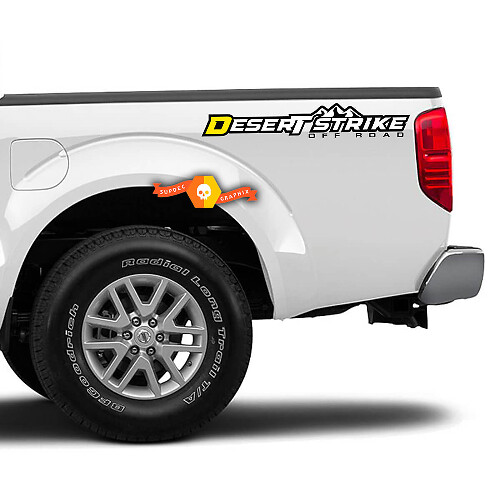Par de calcomanías de vinilo para la cama lateral de vinilo Nissan Frontier Desert Off Road Pro4x Desert Strake Titan Runner.
