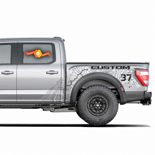 SVT CUSTOM Topographic Map Splash 37 — Pegatina de vinilo (lateral de caja) para Ford F-150 Raptor 2023