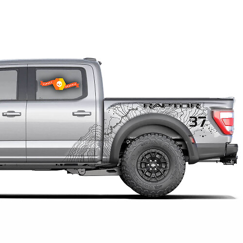 Par de calcomanías gráficas de mapa topográfico Splash para Musclecar power truck 2023 truck SVT
