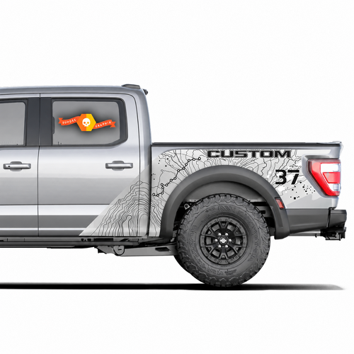 SVT CUSTOM 37 Package Topographic Map Splash — Pegatina de vinilo (lateral de caja) para Ford F-150 Raptor 2023