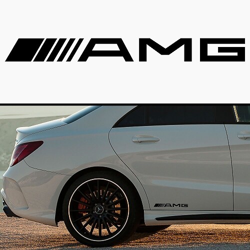 Juego de pegatinas de vinilo para faldones laterales estilo AMG para Mercedes-Benz