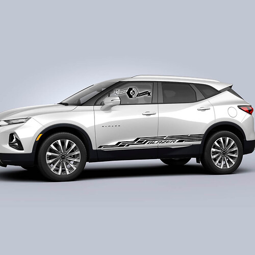 Par de pegatinas de vinilo con logotipo de rayas y panel basculante lateral Chevrolet Blazer 2023
