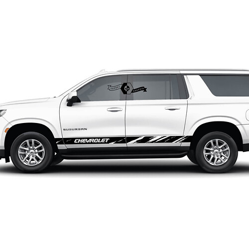 Chevrolet Suburban Side Rocker Panel Destruyado Striegas de calcomanía de vinilo