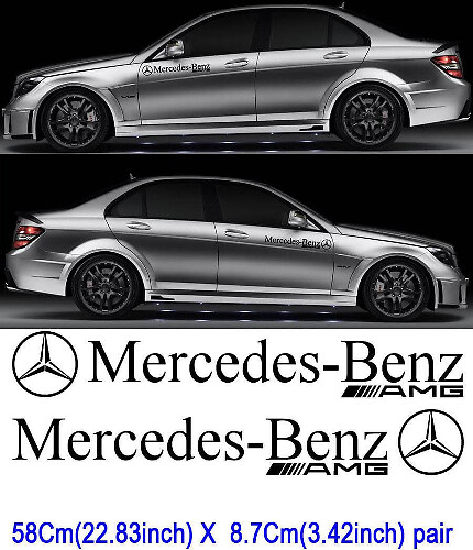 Juego de adhesivos vinílicos estilo AMG para puertas laterales de coches Mercedes-Benz