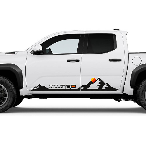 TRD Heritage Sunset Retro Montañas Retro Rocker Panel calcomanías Pegatinas para Toyota Tacoma
