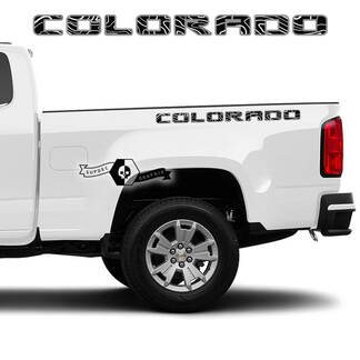Par Chevrolet Colorado 2 colores logotipo de cama lateral línea de contorno pegatina de vinilo
