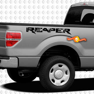 2x Ford F-150 Raptor Reaper Bed gráficos laterales Calcomanía de rayas de vinilo
