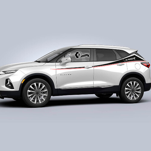 Par de Calcomanías de Vinilo con Rayas de 2 Colores y Logotipo para las Puertas Laterales de Chevrolet Blazer 2023
