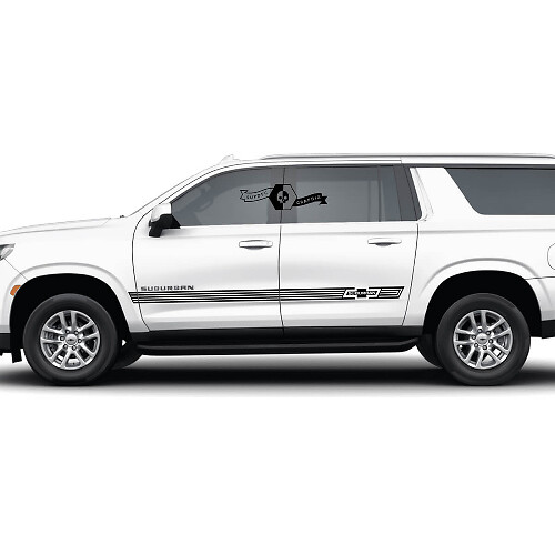 Par de rayas laterales del Chevrolet Suburban, línea de molduras de puertas, calcomanía de vinilo delgada.
