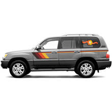 2 lados de la vieja escuela Lexus LX470 Toyota Land Cruiser LandCruiser 100 gráficos puertas rayas vinilo calcomanías pegatinas kit
 2