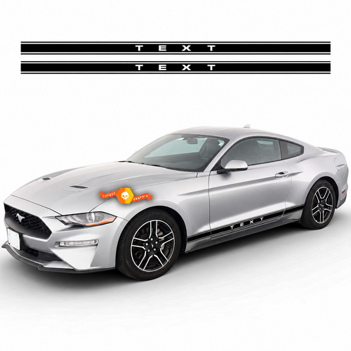TEXT Letras espaciadas Doble riel Juego de vinilo adhesivo para panel lateral de coche para Ford Mustang