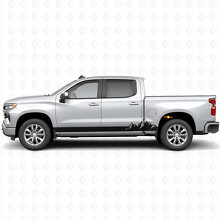 Vinilos de franjas en las puertas y paneles laterales Mountain Range para Chevrolet Silverado 1500 T1XX 2019-2026_2