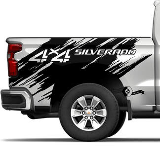 Par Chevrolet 4x4 Silverado 2022+ 2023 Side Bed Splash Wrap Destruido Raya Vinilo Calcomanía Pegatina
